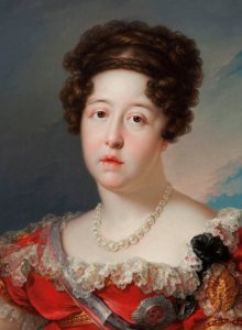 Realizada a partir de María Isabel de Braganza @ Vicente López Portaña. Wikimedia Commons. Dominio Público.